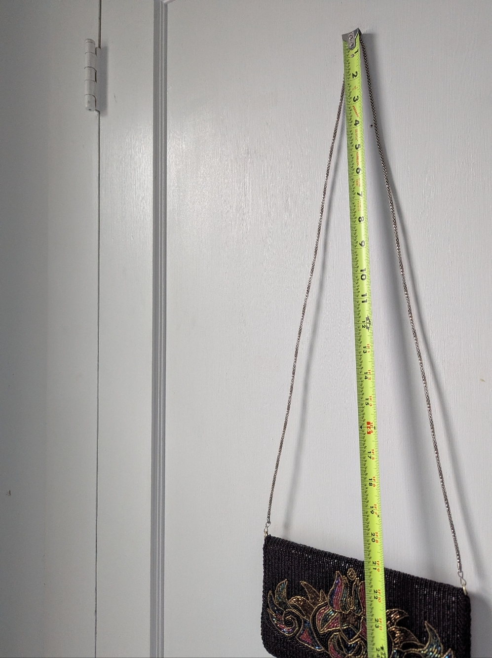 La Regale Vintage Unique Beaded Black Chained Shoulder Bag Wedding Prom Gatsby - Picture 8 of 11